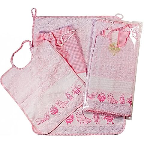 Set asylum nursery to embroider my name is 3 pieces: terry bib with elastic cm.28x33, towel cm.40x55 and bag with ethamine band for cross stitch 100% Cotton Made in Italy Cover
