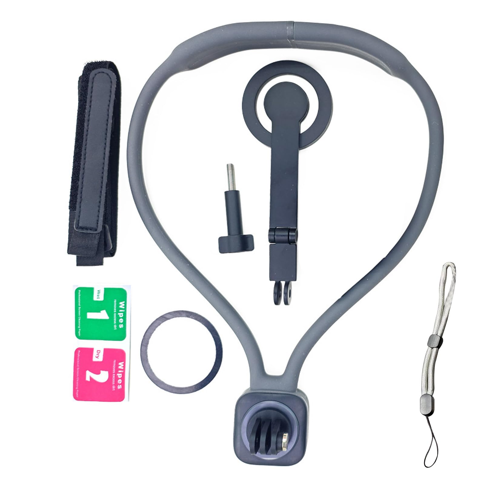 Asixxsix Supporto Magnetico per Collo Telefono, 16 Magneti N52 con Pulsante | Supporto da collo a mani libere per smartphone, action camera, collo di cigno regolabile a 180°, comodo cinturino in silicone
