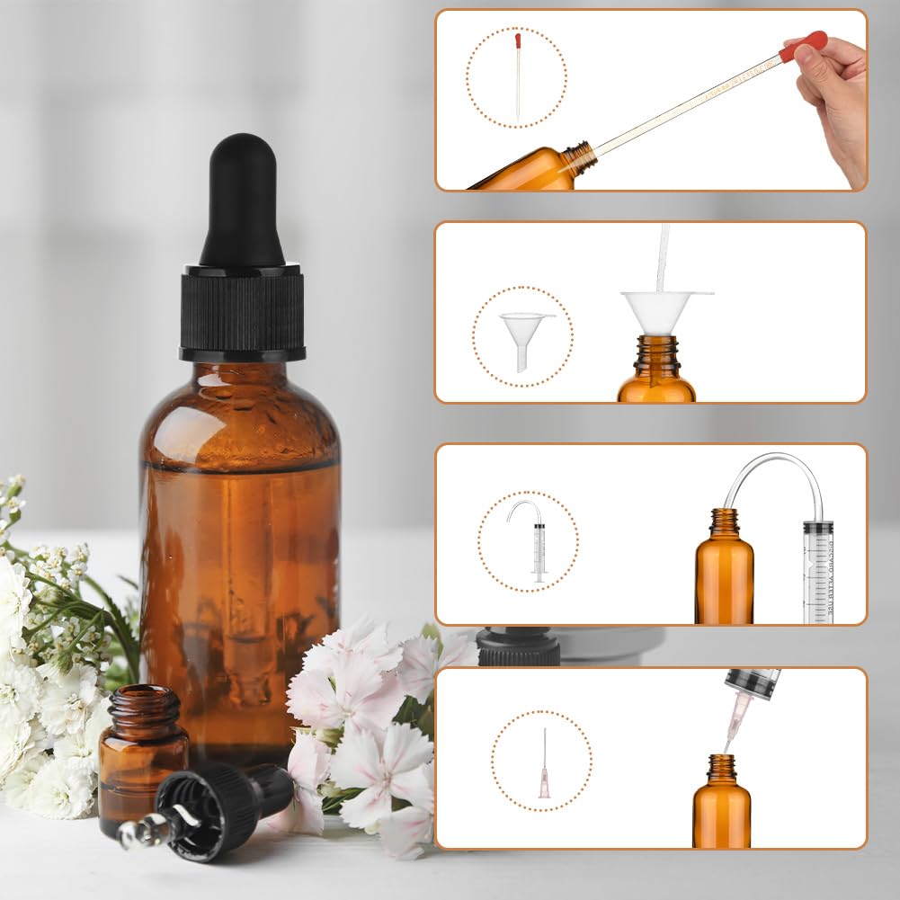 Set 6 Boccette Vetro Marrone 30ml Con Contagocce - Per Oli Essenziali, Profumi E Aromaterapia - Foto 2