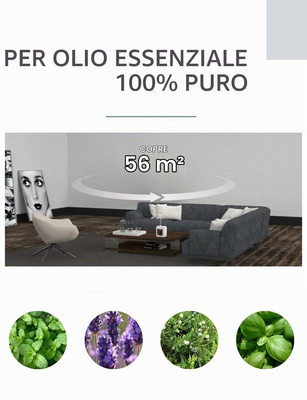 Diffusore di aromaterapia Diffusori di oli essenziali professionali, tecnologia di atomizzazione, bianca (White)