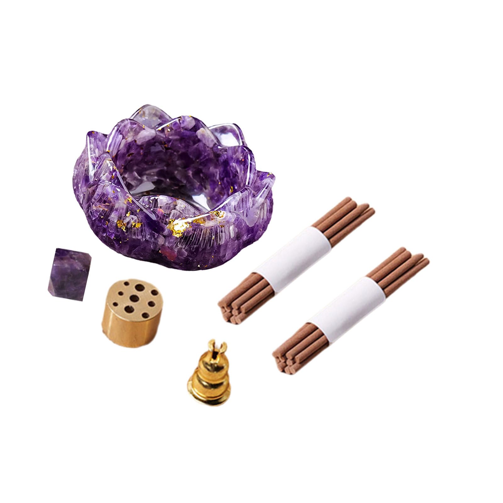 Crystal Resin Incense Burner Ash Catcher Bowl and Stick for Relaxation and Home Atmosphere Crystal Flower Holder