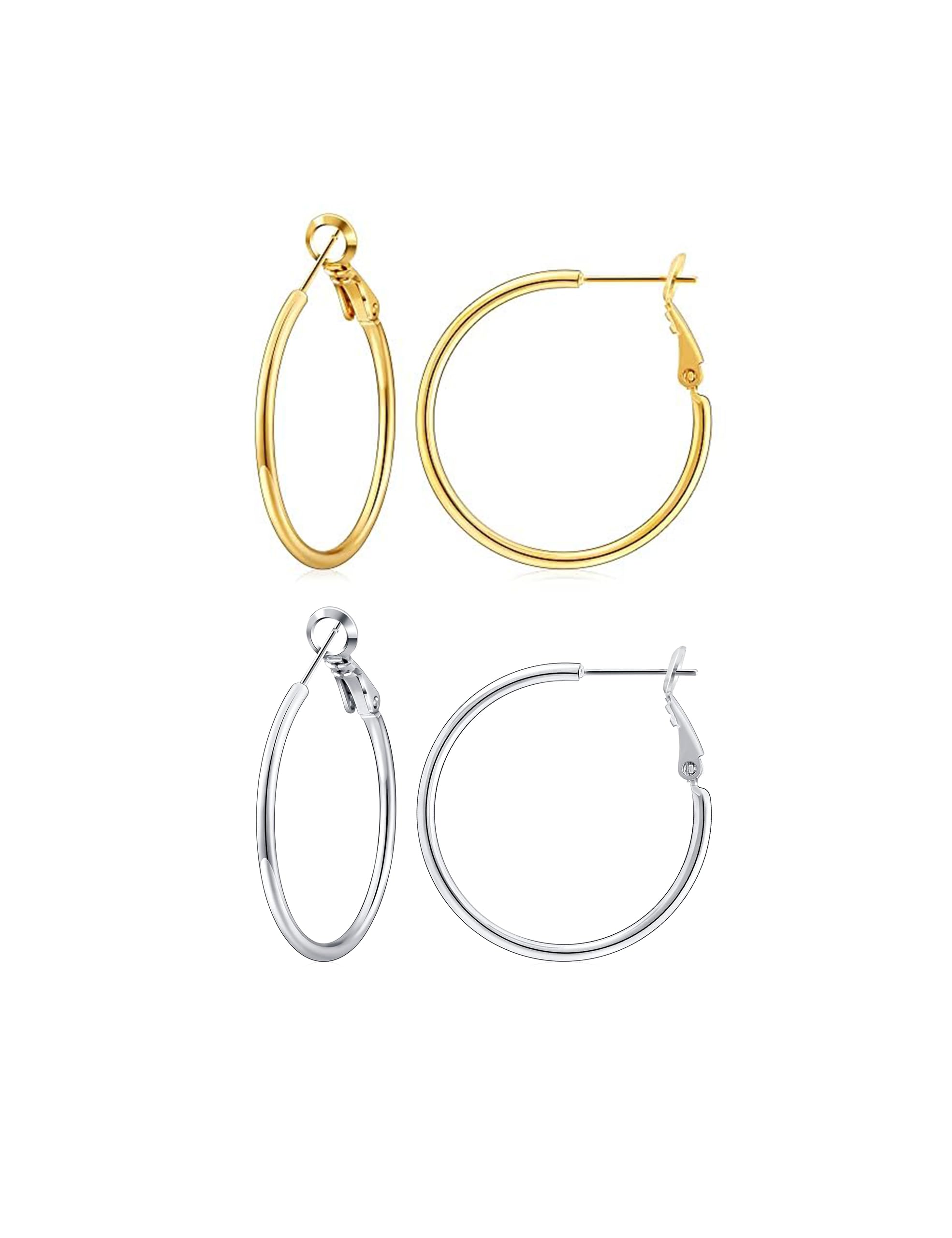 Gacimy Gold Hoop Earrings for Women, 14K Gold Plated Thin Hoops