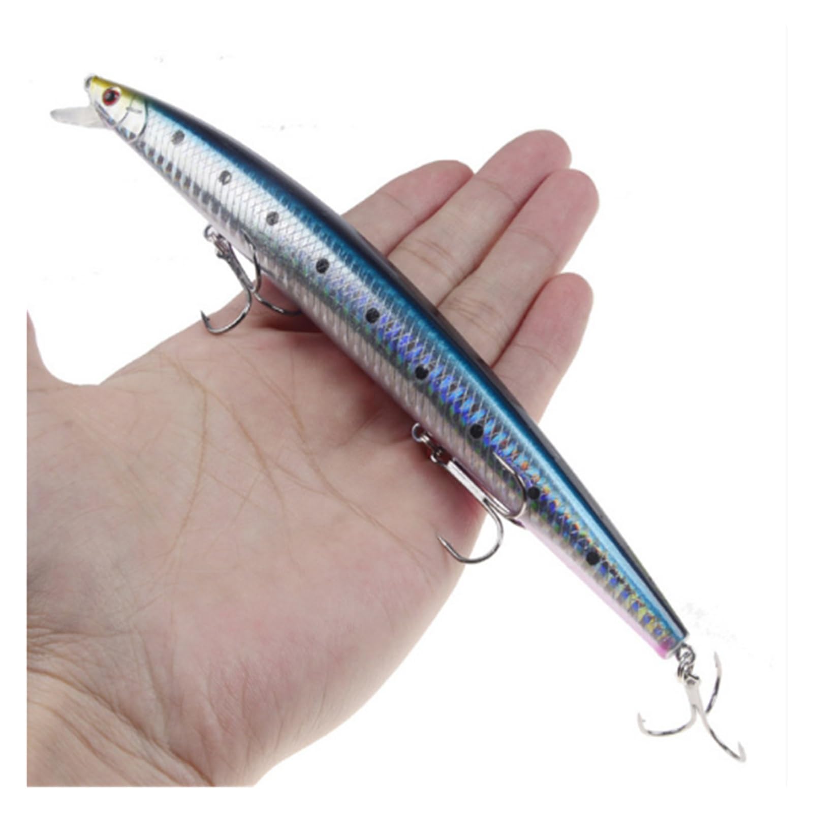 1 Uds 18cm 24g Minnow señuelo de Pesca láser Duro Cebo Artificial plástico Grandes señuelos de Peces Falsos mar Pesca Cebo Crankbait Wobblers(9)