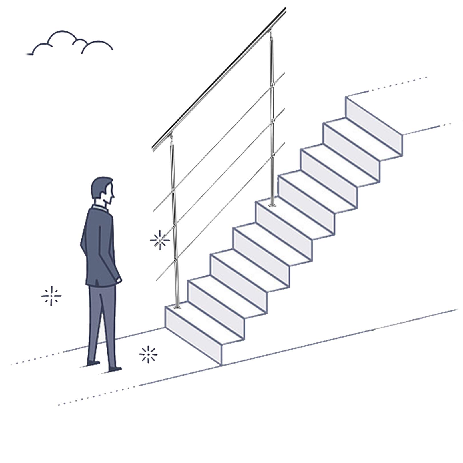 Rambarde d'escalier inox au design épuré et poignées antidérapantes pour balcon chic