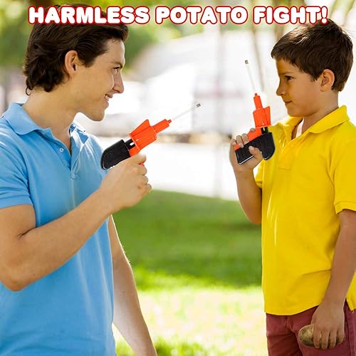 Miniatura 6 de ArtCreativity Pistola de patatas para niños, juego de 4, juguetes de disparo geniales para niños y niñas, pistola espoleta segura para niños para
