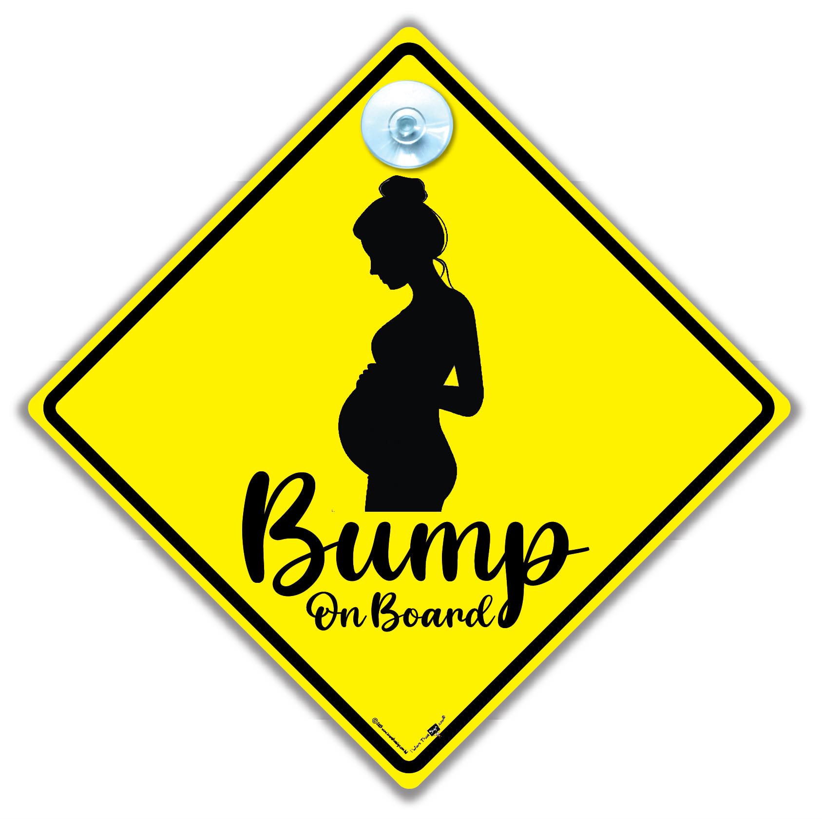 Iwantthatsign.com Pink Bump On Board Car Sign, Mum To Be Pregnant Woman Baby On Board, 14Cm, Suction Cup Mount For Expectant Mothers