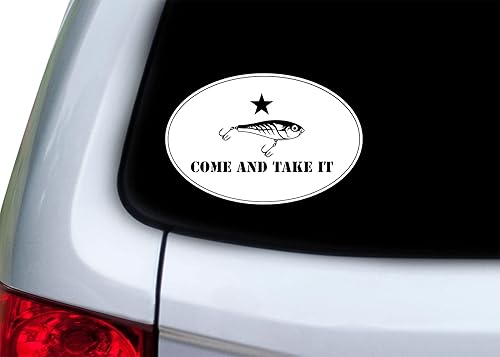 Miniatura 3 de Divertida calcomanía de señuelo de pez con texto en inglés Come and Take It calcomanía para parachoques de pesca calcomanía para automóvil camión