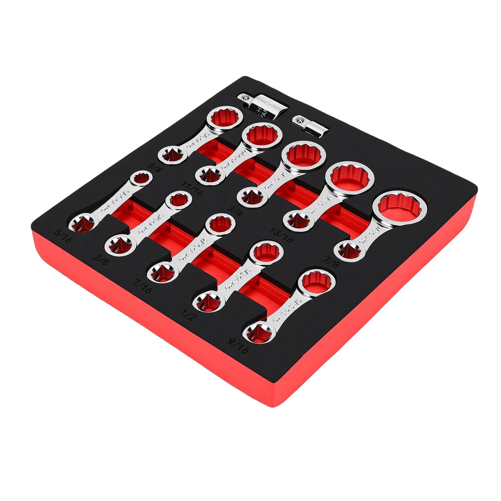 Bediffer Jeu D'adaptateurs de clé de Torsion Extension en Acier au Chrome Vanadium 12 Points pour la Réparation Automobile avec Organisateur de Boîte à Outils Portable pour les Mécaniciens