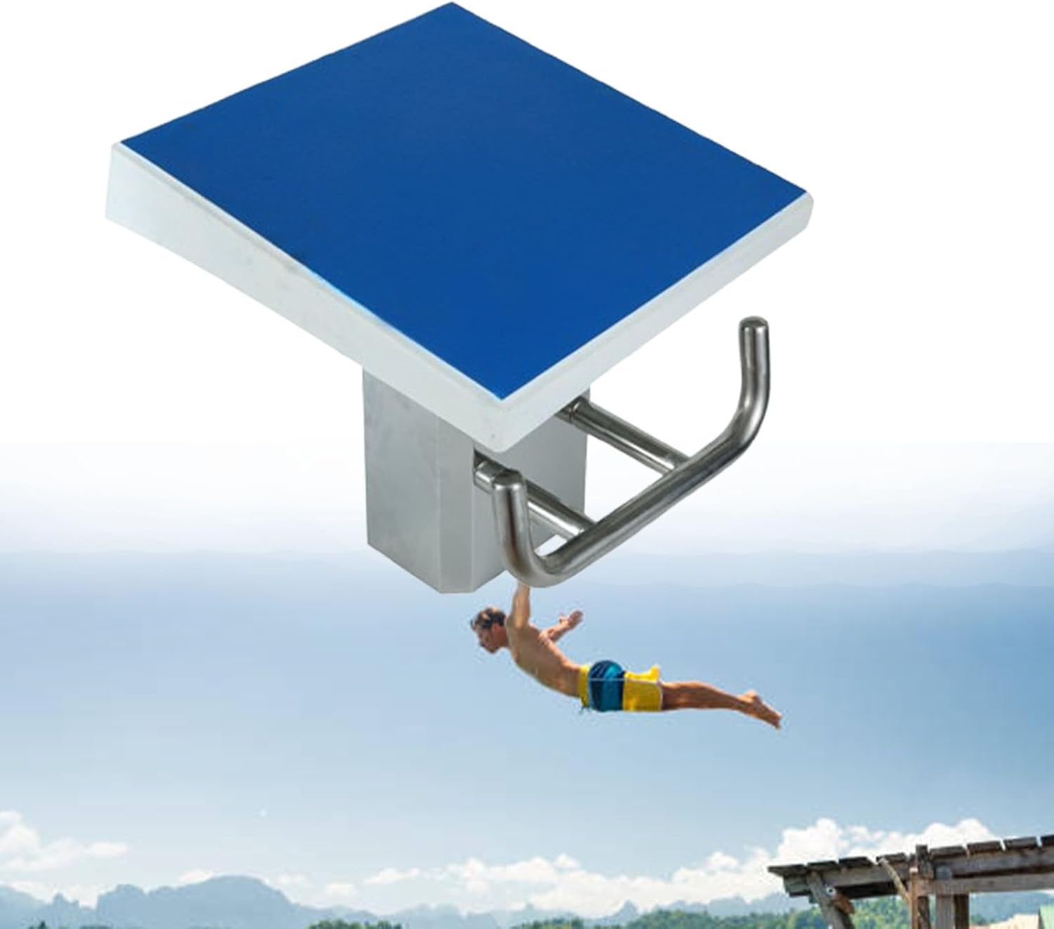 Swimming Pool Diving Platform, Standard Swimming Pool Diving Board, Non-Slip Inclined Countertop Surface Indoor Outdoor Competition Diving Platform for Training Y2