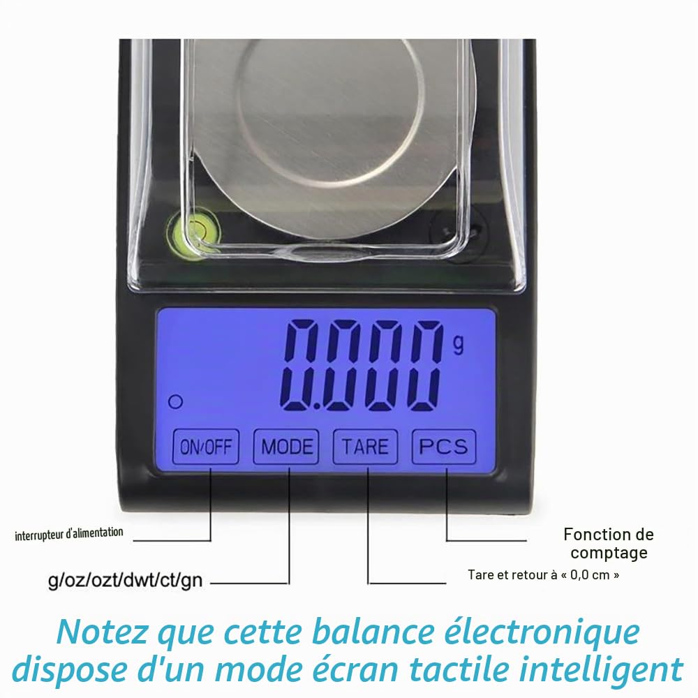 Balance De Precision 0.001g,Balance Milligramme,Étendue De Pesée 50g,Pour Les Mesures De Haute Précision Dans Les Domaines De La Science, De La Cuisine, De La Bijouterie, De l'Or, De l'Argent, Etc.