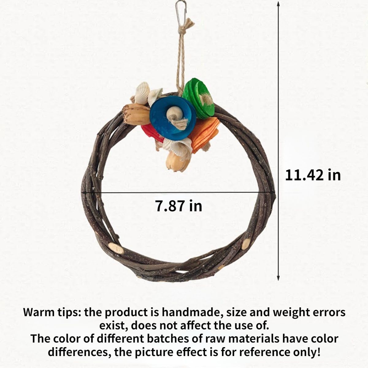 Bird Wooden Swing Toy, Parrot Round Swing with Chew Toys Parrot Chewing Wood Toys for Lovebird Budgie Conure Parakeet Bird Cage Toys Parrot Swing Parrot Grinding Toy Pet Bird Rack Random Color