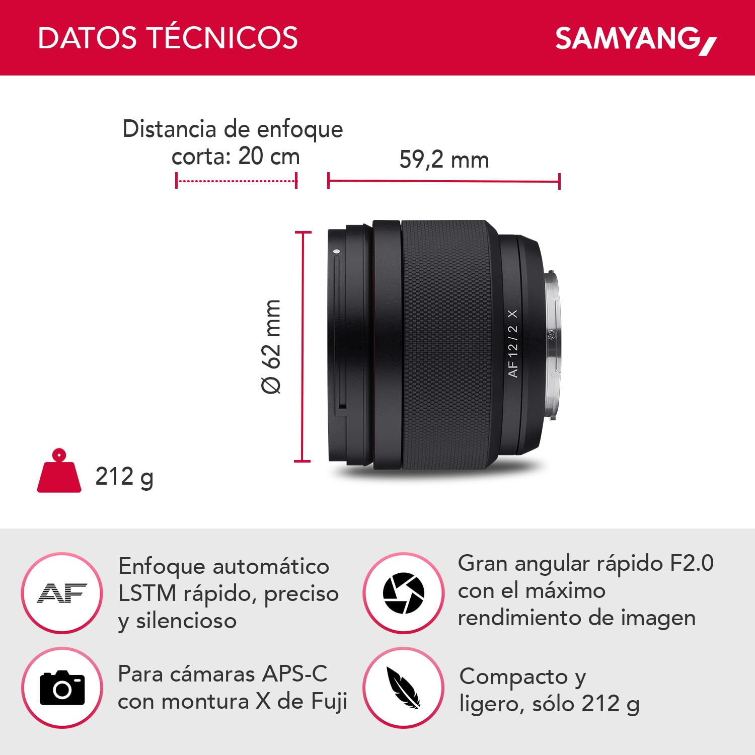 Samyang AF 12 mm F2.0 Fuji X - Enfoque automático Distancia focal fija ultra gran angular para Fujifilm X-Mount APS-C Fast para cámaras Fuji X Mount X-T4 T3 X-T30 X-T20 X-E4 XE3 X-Pro 3