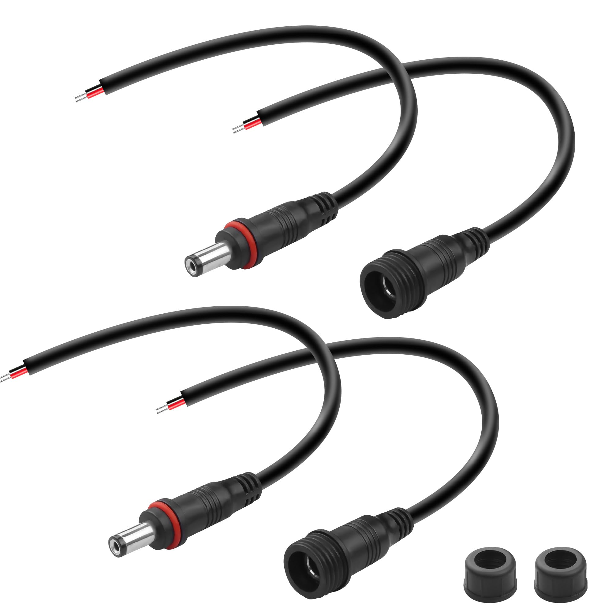 JSADZKJ 5.5 x 2.1 mm DC Waterproof Extension Cable,Male Female DC Power Waterproof Connector,IP65 20CM Extension Cable for Security monitors,Car,Truck,Boat,Indoor/Outdoor LED Strip Lights