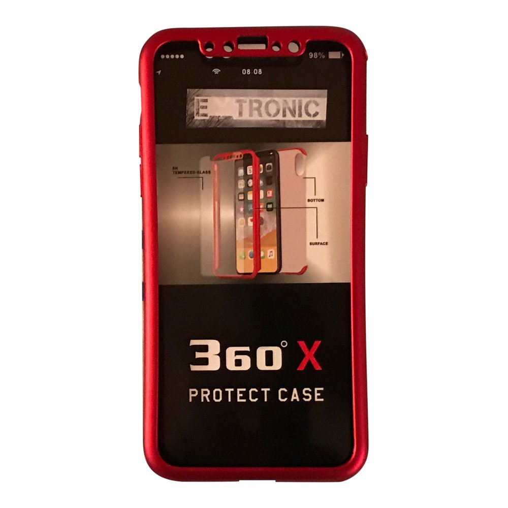 iPhone X 360 Case by E-Tronic, Water Resistant, 360 Protection, Clean Professional Look, 100% Shockproof Cover with Matte Finish. Available in 3 Exquisite Colors (Red, Purple & Brown) (Red)