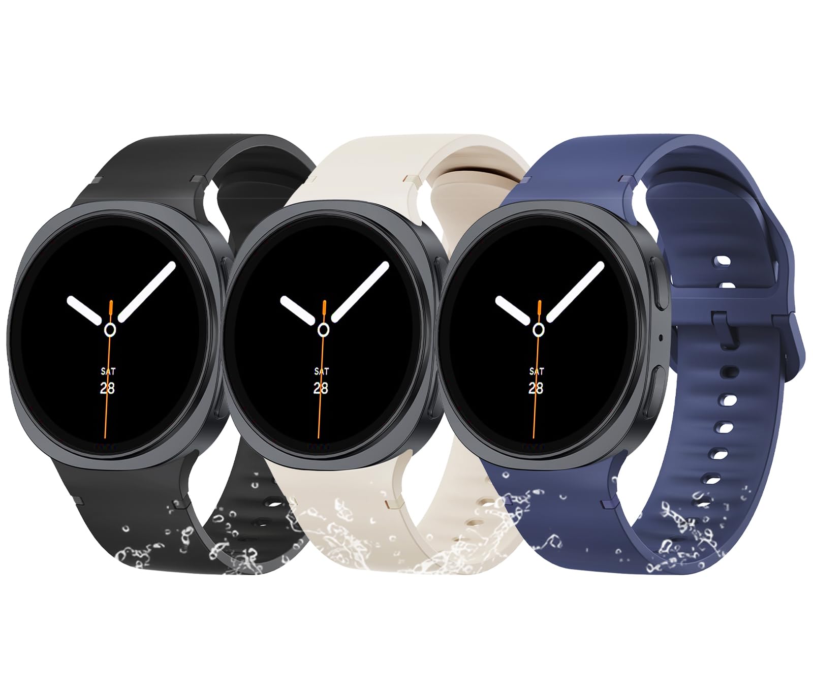 ZXgomg 3 Pack Strap Compatible for Samsung Galaxy Watch 9/8/8 Classic band,No Gap One Click Soft Silicone Replacement Strap for Galaxy Watch 9/8 40 44mm/8 Classic 46mm Men Women