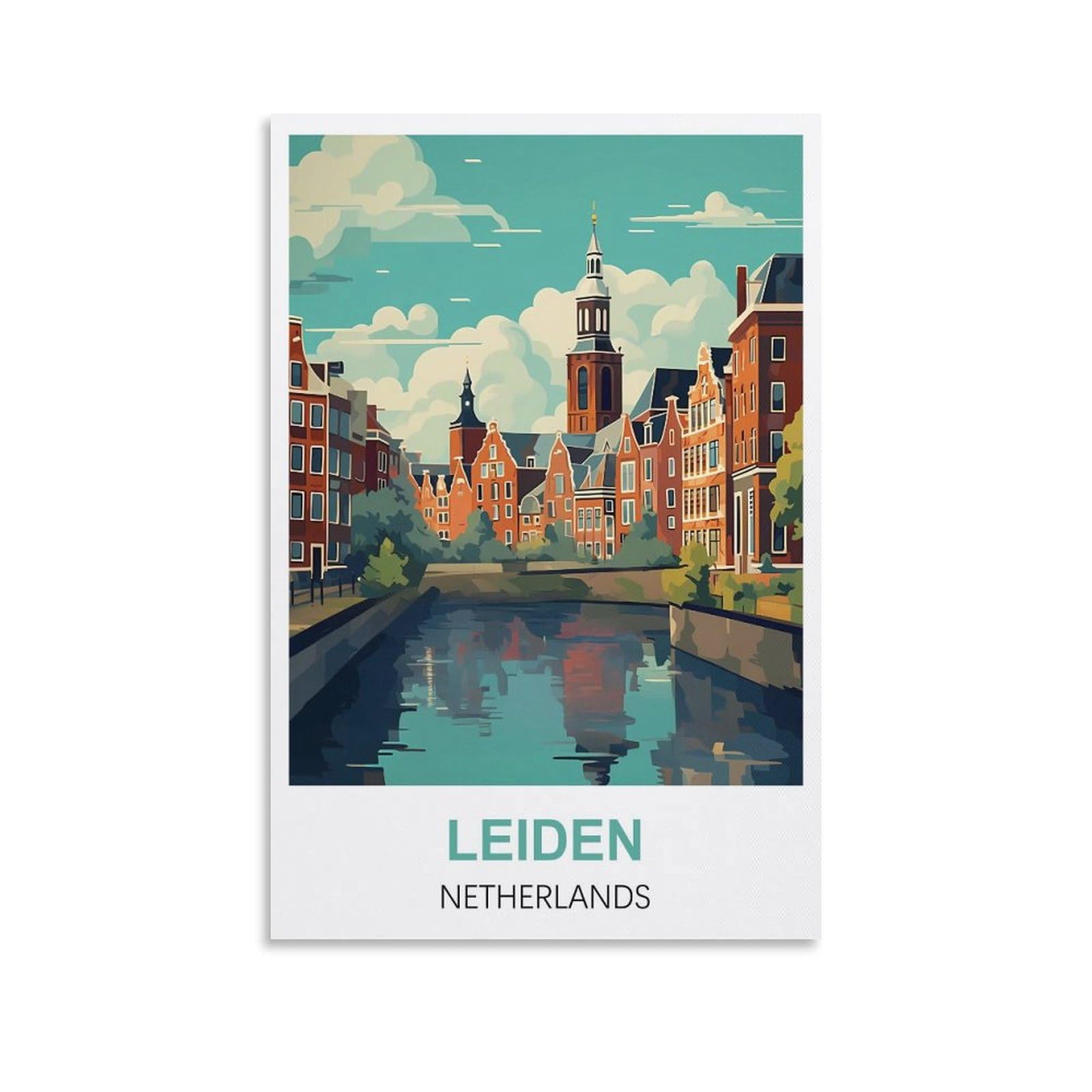 Nprzm A079 Vintage Metal Tin Sign Leiden Netherlands Tin Sign Retro Wall Art Poster For Home Man Cave, Cafe Bar Wall Decor 30X40cm