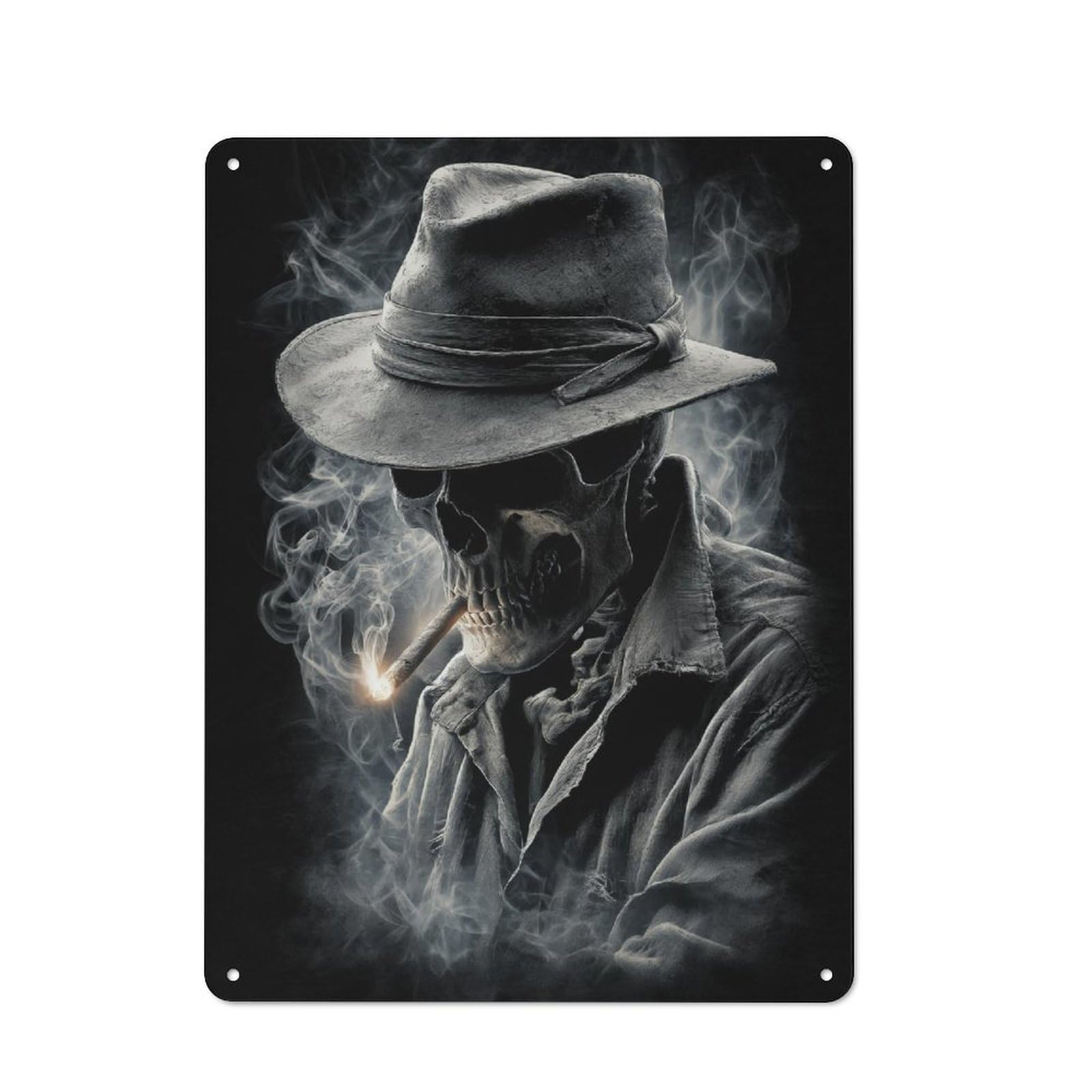 Junmoney Smoke And Skull Metal Plaque 40X30cm With For Garage Wall, Retro Decor, Housewarming Present For People Styling Garage