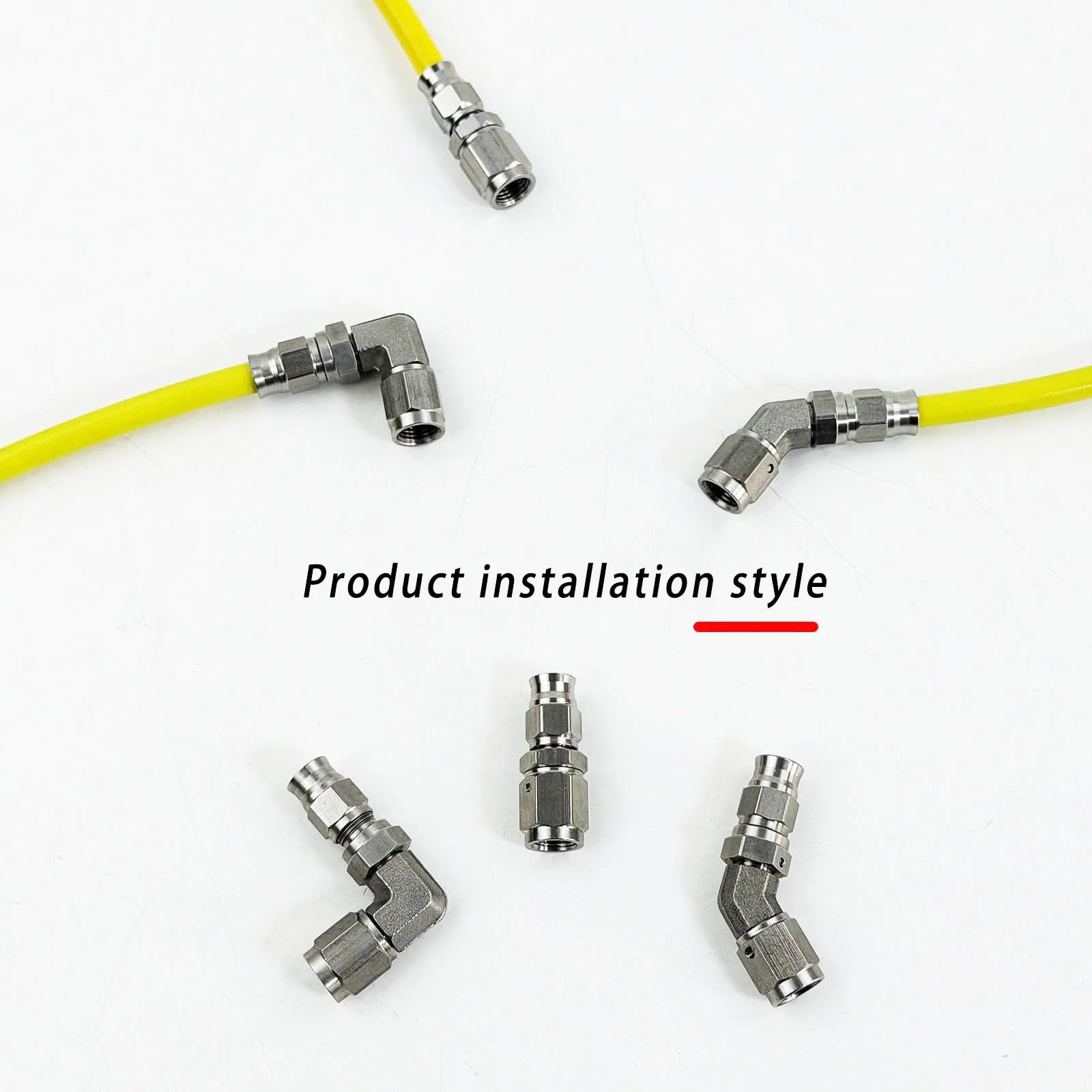 Adaptador Manguera Grifo Accesorio de conexión rápida Freno | Adaptador de codo recto de 0° 45° 90° Conector de manguera de línea de automóvil(45 degree)