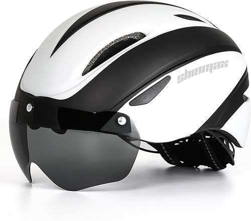 Shinmax Casco de bicicleta para hombres y mujeres, casco de bicicleta con gafas magnéticas desmontables y bolsa portátil ajustable para adultos,