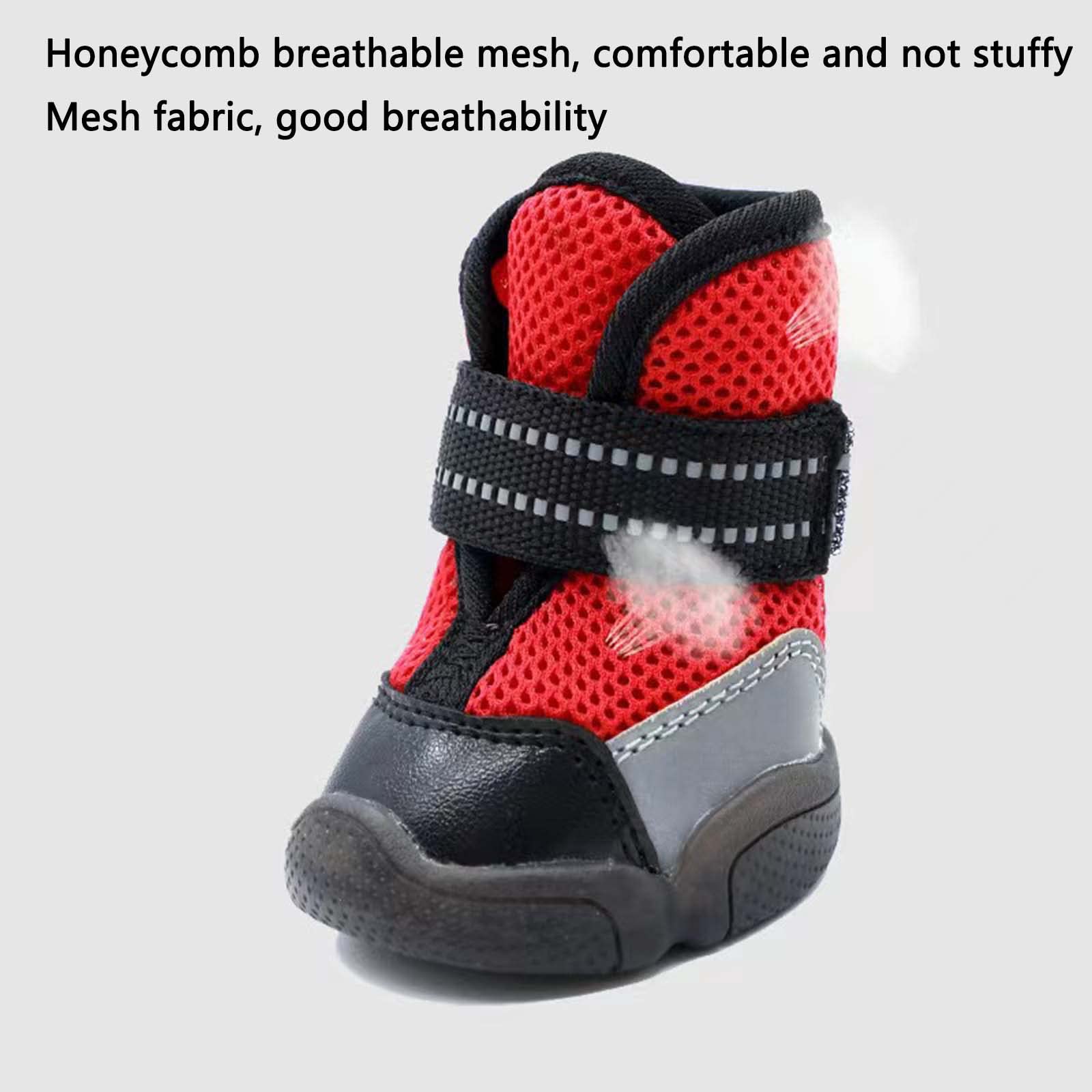 JUSHZ Hundeschuhe Wasserdicht Pfotenschutz Dog Shoes Hund Schuhe Für Große Hunde Atmungsaktiv 4er-Set Abriebfester Anti Rutsch Gegen Hitze Haustierschuhe Mesh-Tuch (4,Blue)