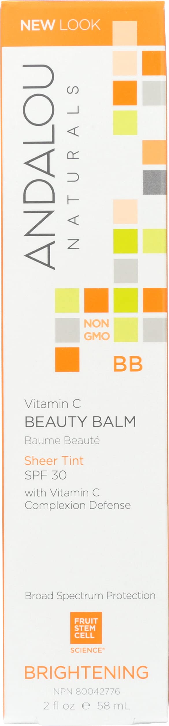 Andalou Naturals BB Vitamin C Beauty Balm, Brightening, SPF 30, Sheer Tint, 2 fl Pack of 1