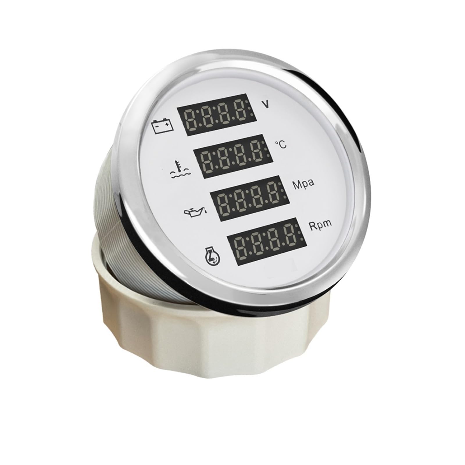 Tacómetro digital de velocidad de rotación de 85 mm, 8000 RPM, 25-120 ℃, temperatura del agua, 0-1 MPa, voltaje de presión de aceite, luz de fondo roja, 9-32 V(Nero)