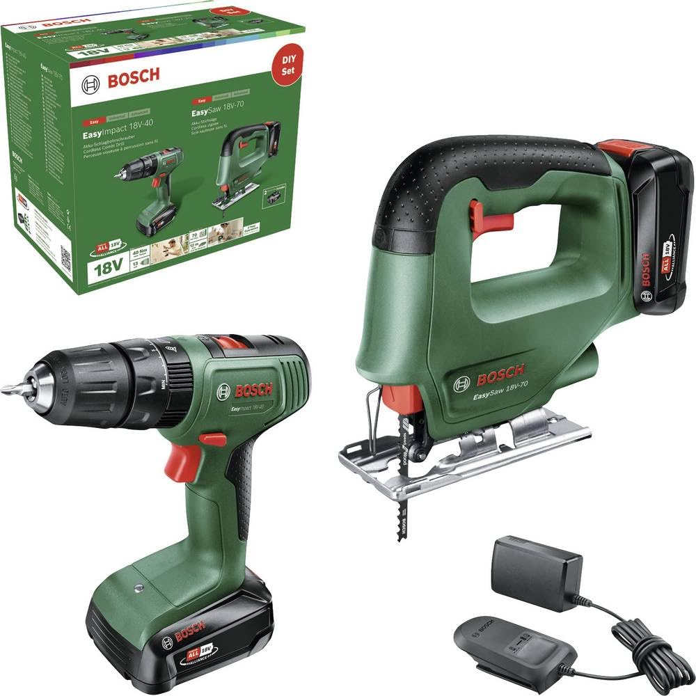 Bosch DIY Set EasyImpact 18V-40 (2 x 2,0Ah +1 Şarj Aleti) + EasySaw 18V-70