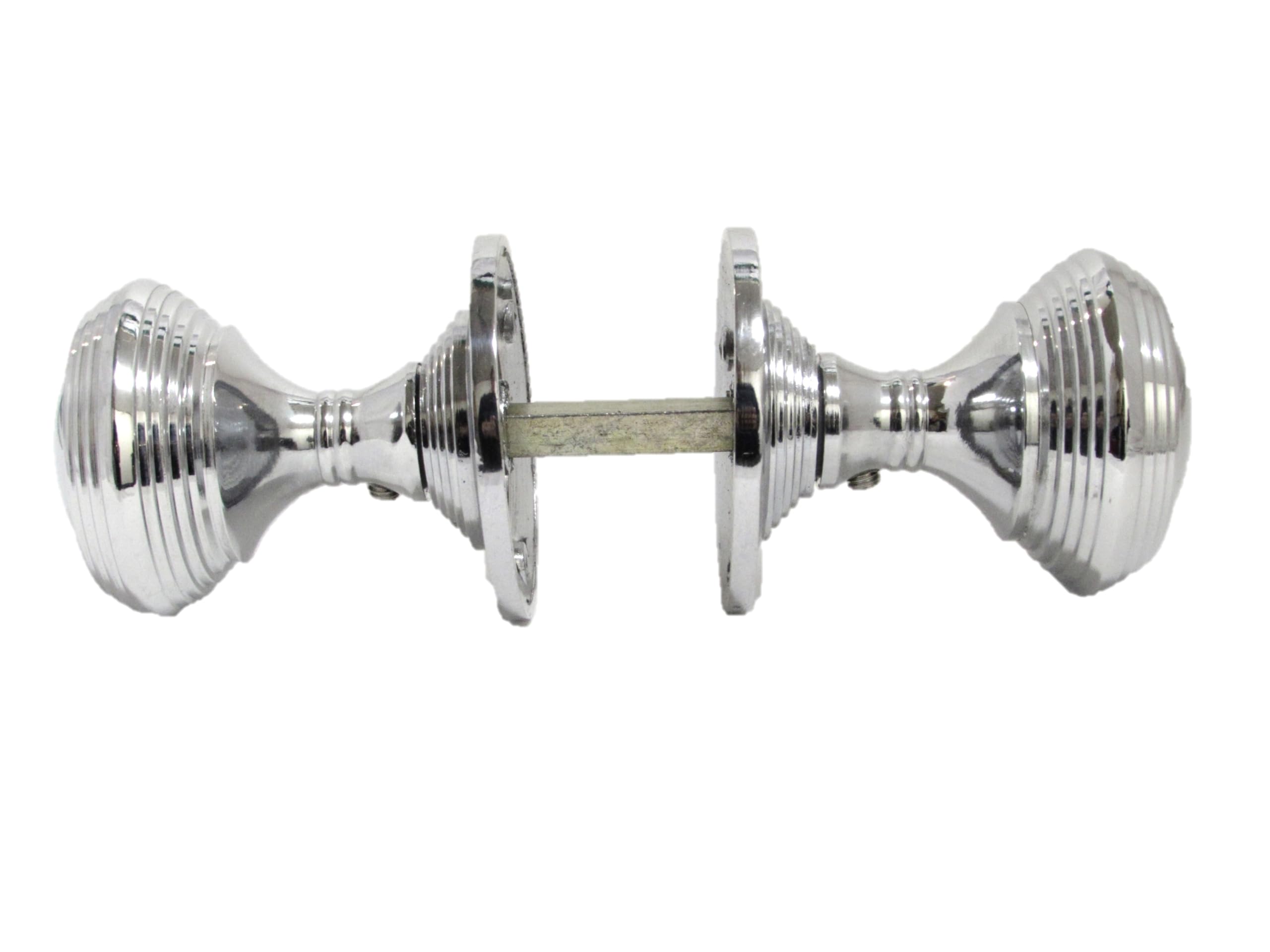 Epsom Door Handle Queen Anne Reeded Chrome Mortice Knob Set – Round Internal Design with Tubular Latch – Durable & Stylish – 1 Pair