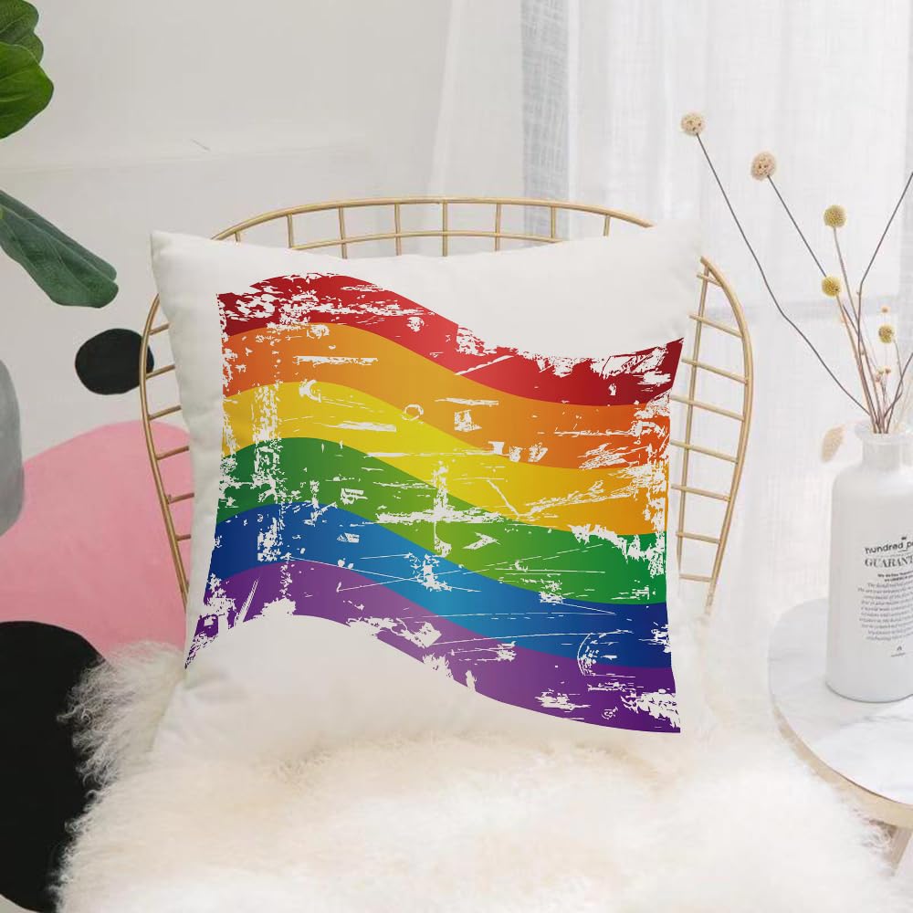 HYOSXW Cushion Cover,Throw Pillow Case Home Decorative for Living Room Bedroom Sofa Chair 16X16 Inch,grungy Rainbow Gay Pride Flag,Pillowcase 40X40cm