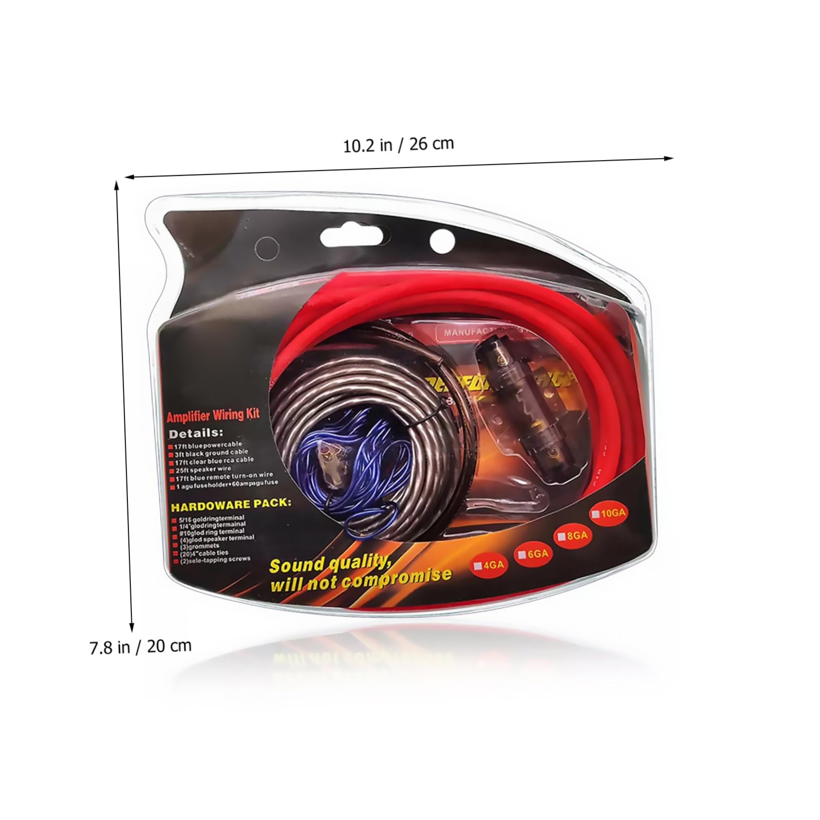 Kit de Câblage pour Amplificateur de Voiture 4 Gauge, Solution Complète D'installation pour Système Audio Auto, Porte-fusible, 1 Set