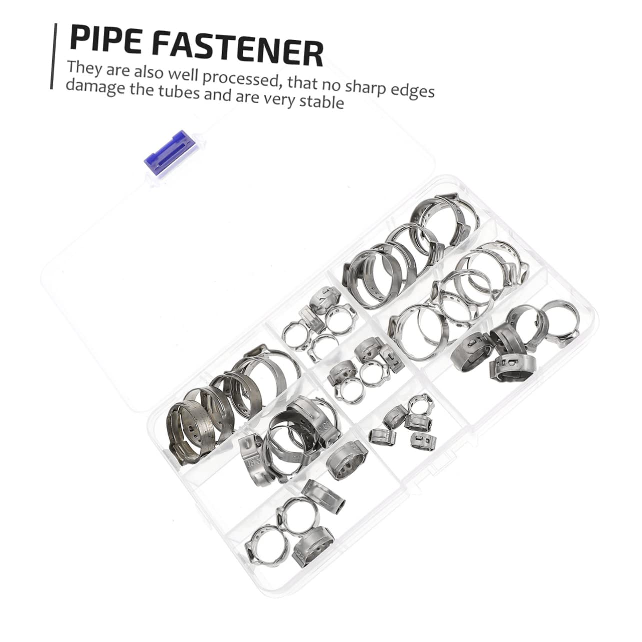 KICHOUSE 80pcs Hose Clamp Hose Clamp Ear Clamps Hose Fixed Clamps Garden Hose Clamp Single Ear Pipe Clamps Adjustable Pipe Clamps Hose Clip Hose Fastener Stainless Steel Silver