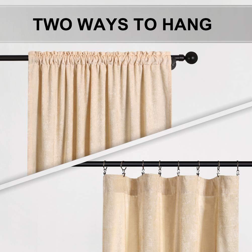 ELKCA Thick Double-Sided Chenille Window Curtains for Living Room Beige Curtains for Bedroom,52inchx84inch,Rod Pocket,2 Panels