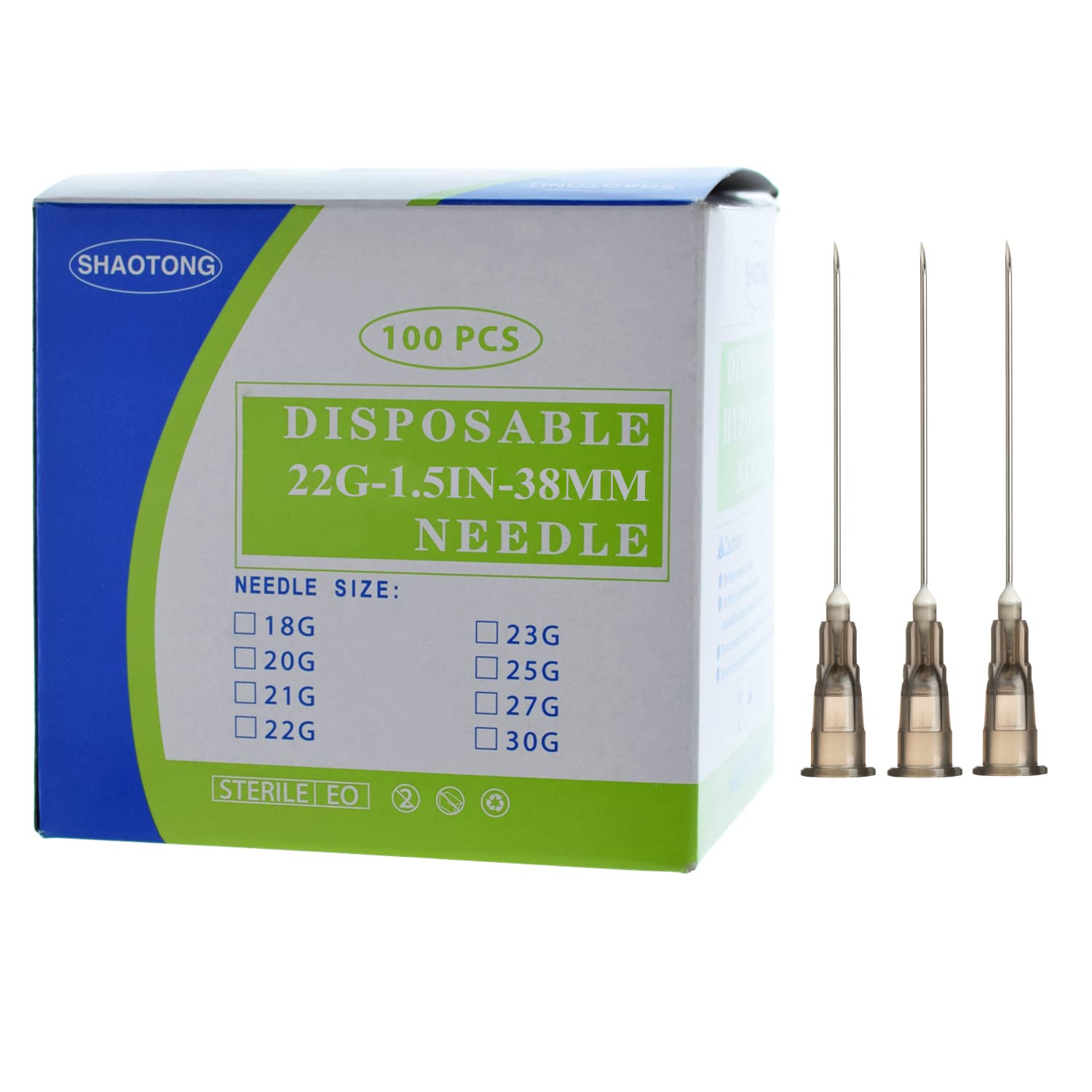 SHAOTONG Luer Lock Accessories-100Pcs (22G-Long 1.5In) - 22G-Long 1.5In