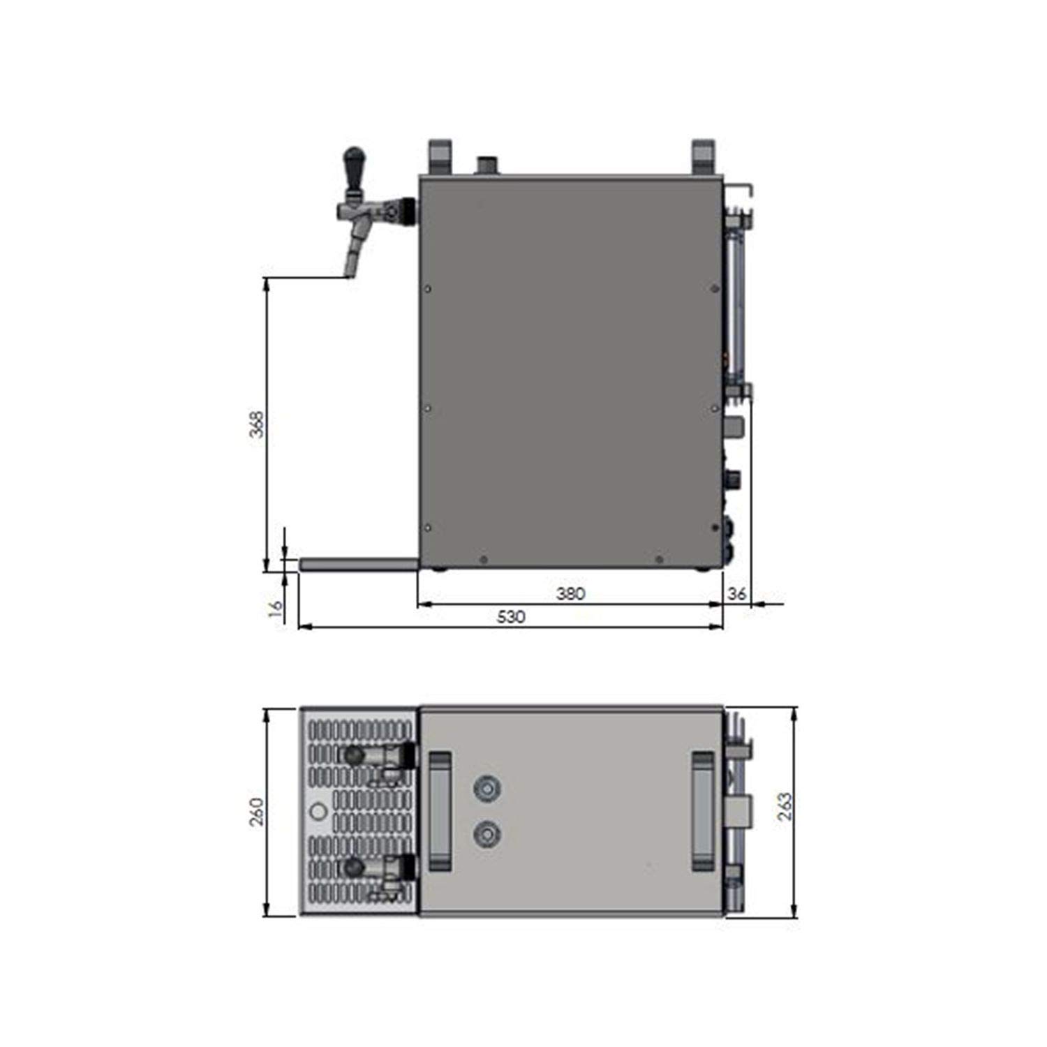 Tireuse à Bière, PYGMY 25/K, avec Compresseur Intégré, Refroidisseur à Sec Monobloc en Acier Inoxydable, Pompe à Bière, 30 litres/h, Green Line