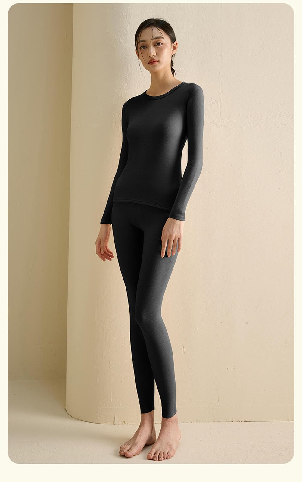 sous-Vêtements Thermiques Laine Ronde Et Soie Chaude À Chaud Automne d'hiver pour Femmes-café Léger-XL