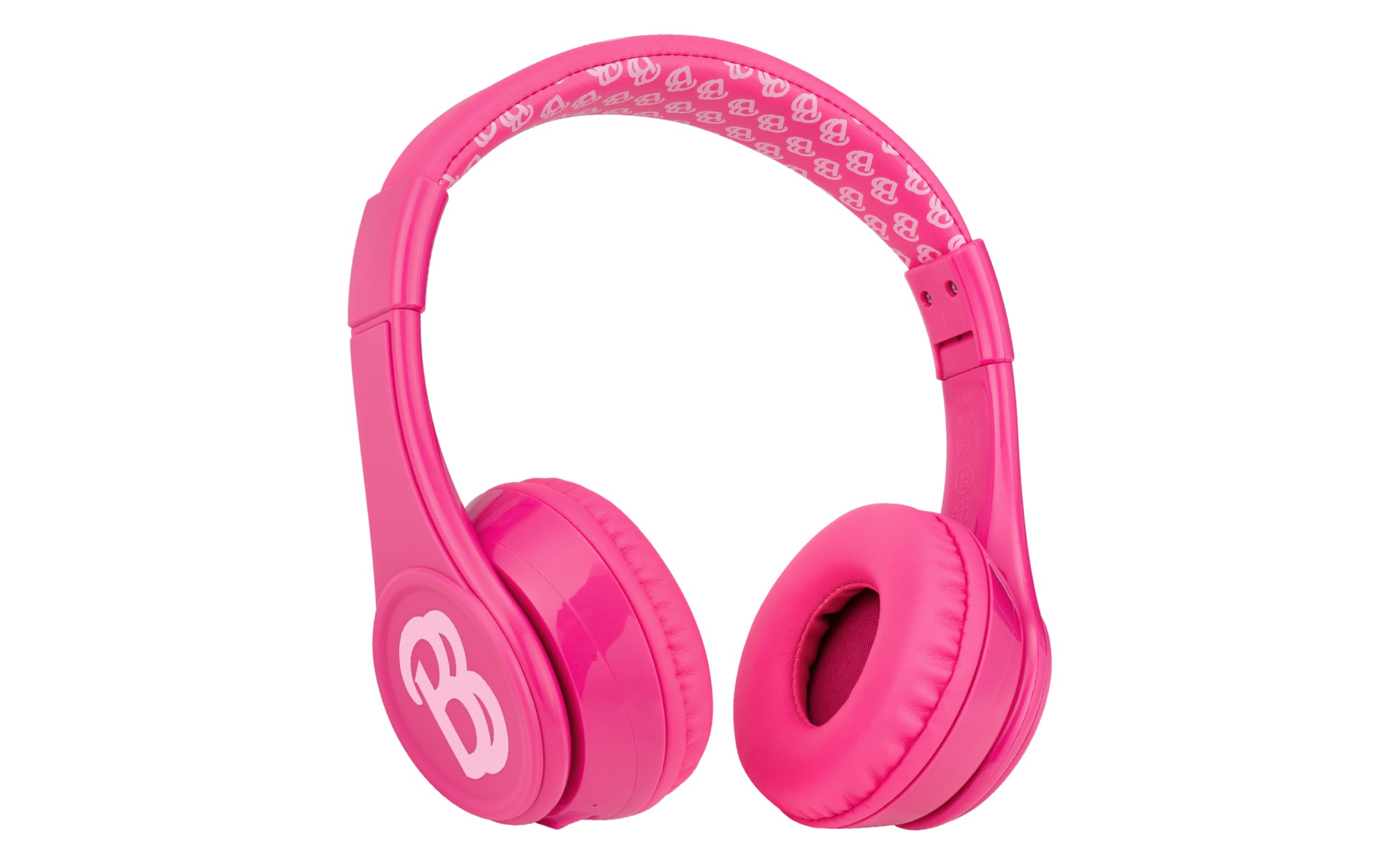 eKidsBarbie Bluetooth Headphones, Pink Wireless Headphones with Microphone Includes Aux Cord, Volume Reduced Kids Foldable Earphones for School, Home, or Travel