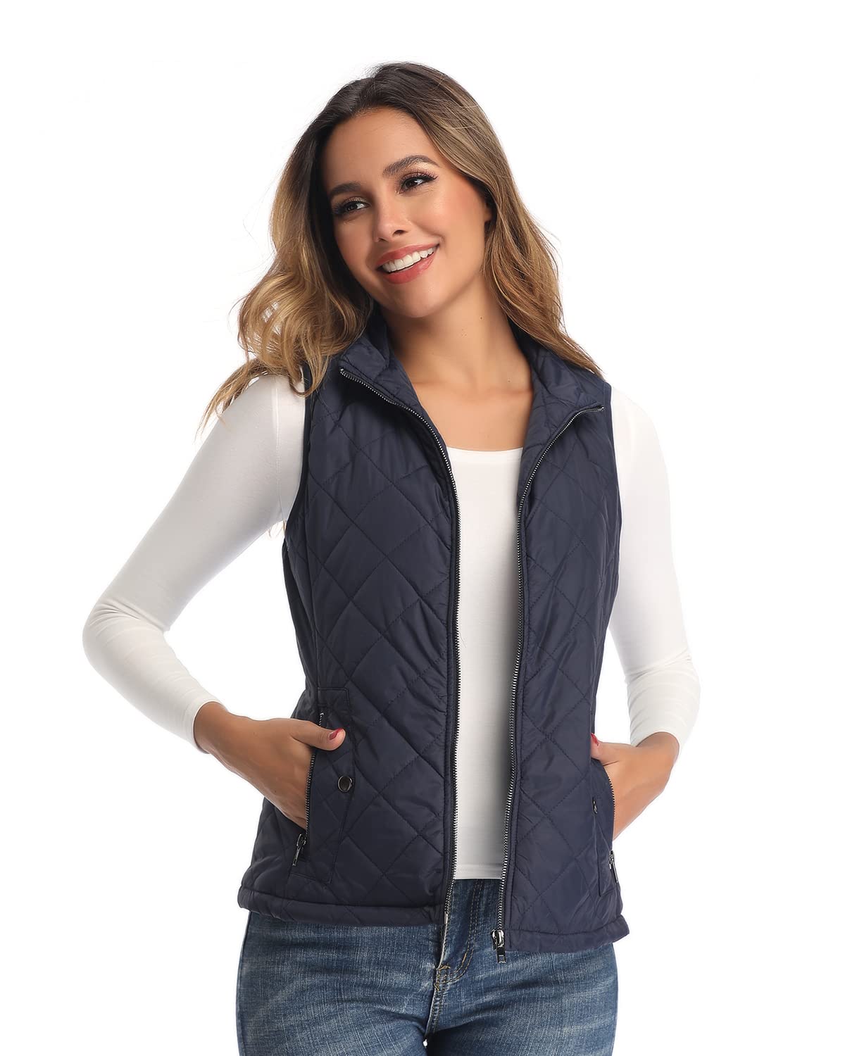 LONGKING Padded Chaleco de Moda para Mujer