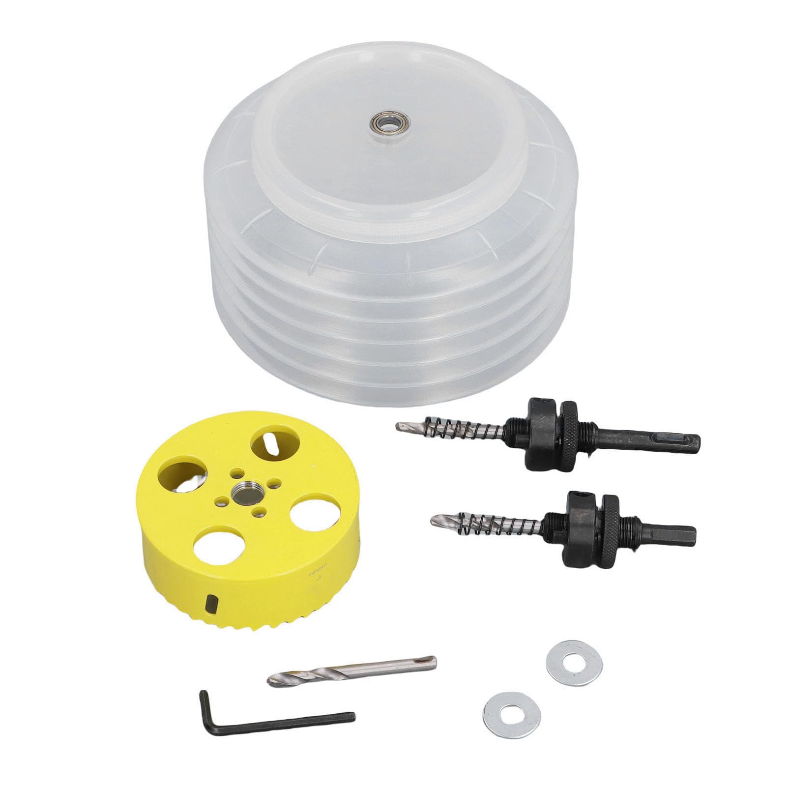 6 1 Taglierina per Fori da 4 Pollici con Ciotola per la Polvere Set di Seghe a Tazza Bimetalliche da 160 Mm HSS per Illuminazione da Incasso Include 2 Perni Chiave per Punte da Trapano per