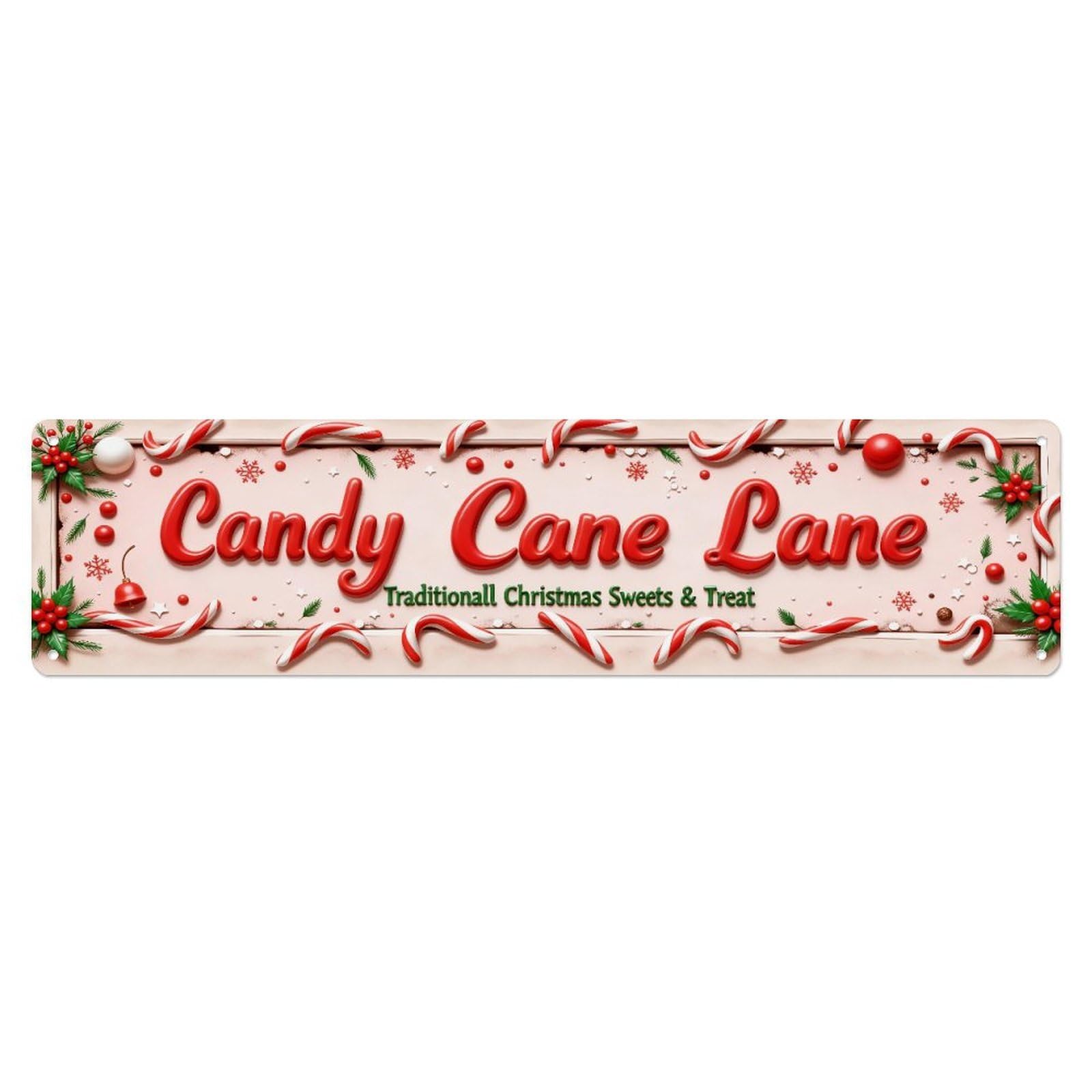 Candy Cane Lane Christmas Sweets Metal Tin Sign Plaque