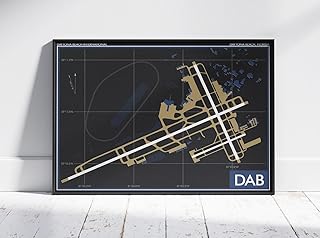 Modern Poster of Embry Riddle Colors Daytona Airport Dab | 11x17 12x18 16x24 24x36 Unframed Print Wall Art | Minimal Traveler Gift | Minimalist Home Office Decor