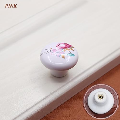 Miniatura 10 de Tverghvad Pomos de cerámica antiguos para cajones, 8 unidades Perillas y tiradores de gabinete de flores vintage, pomos para muebles de cocina para