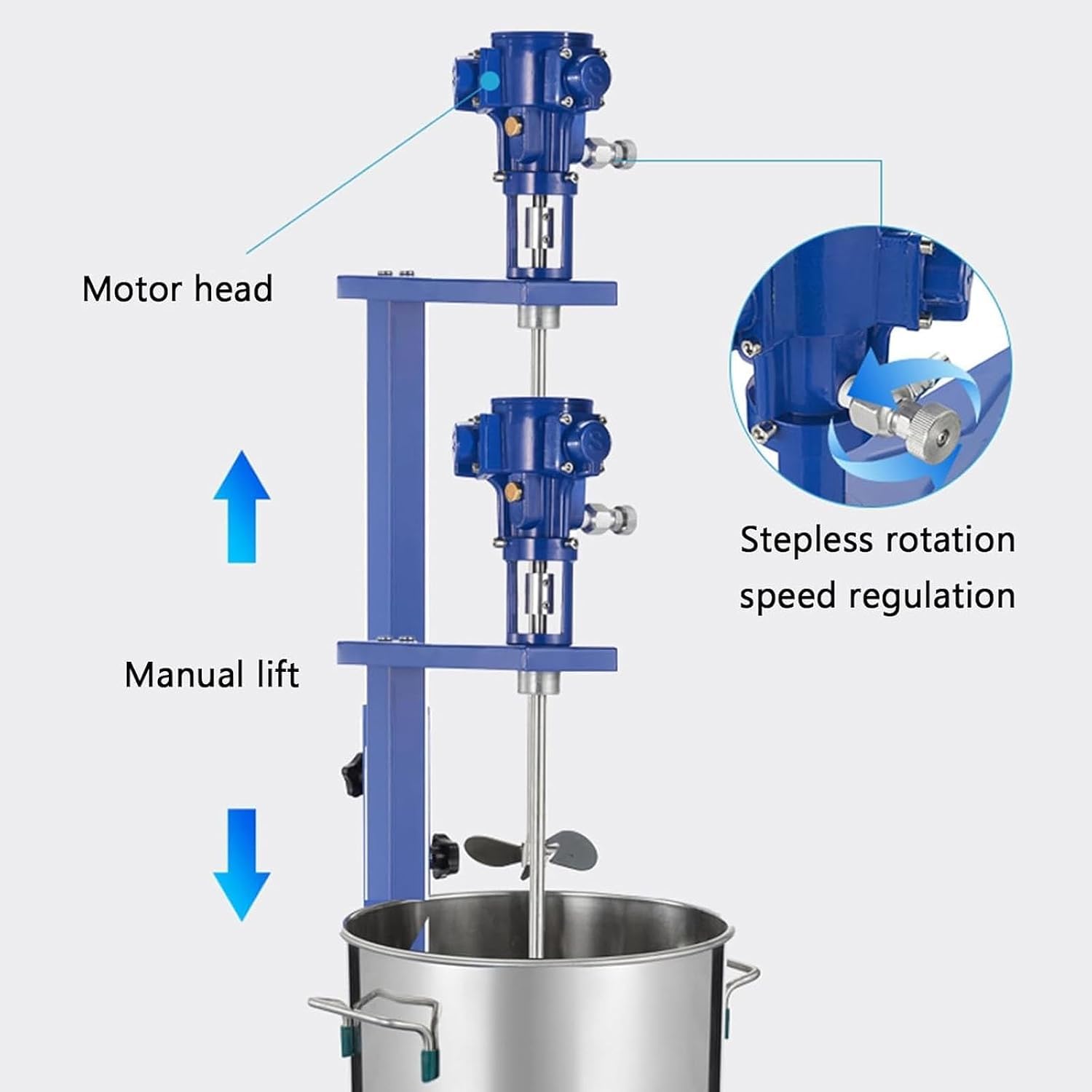 Mezcladora De Pintura Neumática De 1/4 HP, Mezcladora Neumática De Elevación Manual, Agitador De Velocidad Ajustable De 0 A 2600 RPM, con Cubetas De 5 L A 20 L Y De 5 L A 30 L 30L