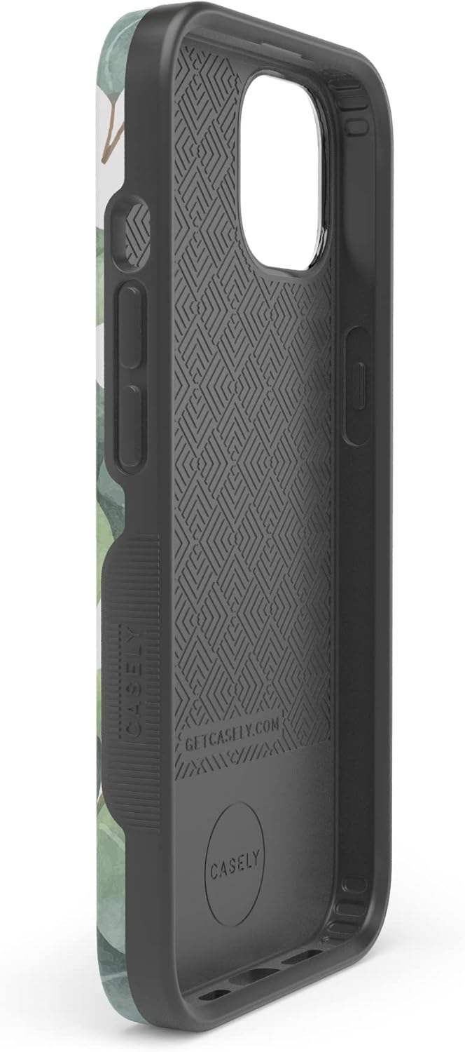 Casely iPhone 13 Case | Leaf Me Alone | Green Floral Print | Bold Protective Design | Compatible with MagSafe