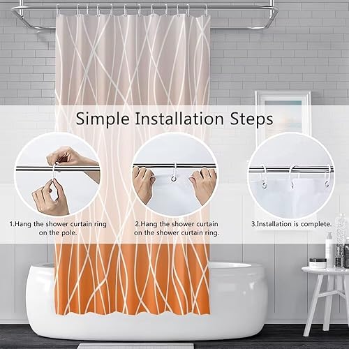 Miniatura 32 de Cortina de ducha pequeña a rayas gris claro degradado para baño, 36 x 72 pulgadas, juego de cortina de ducha geométrica para cabina de RV con Gris