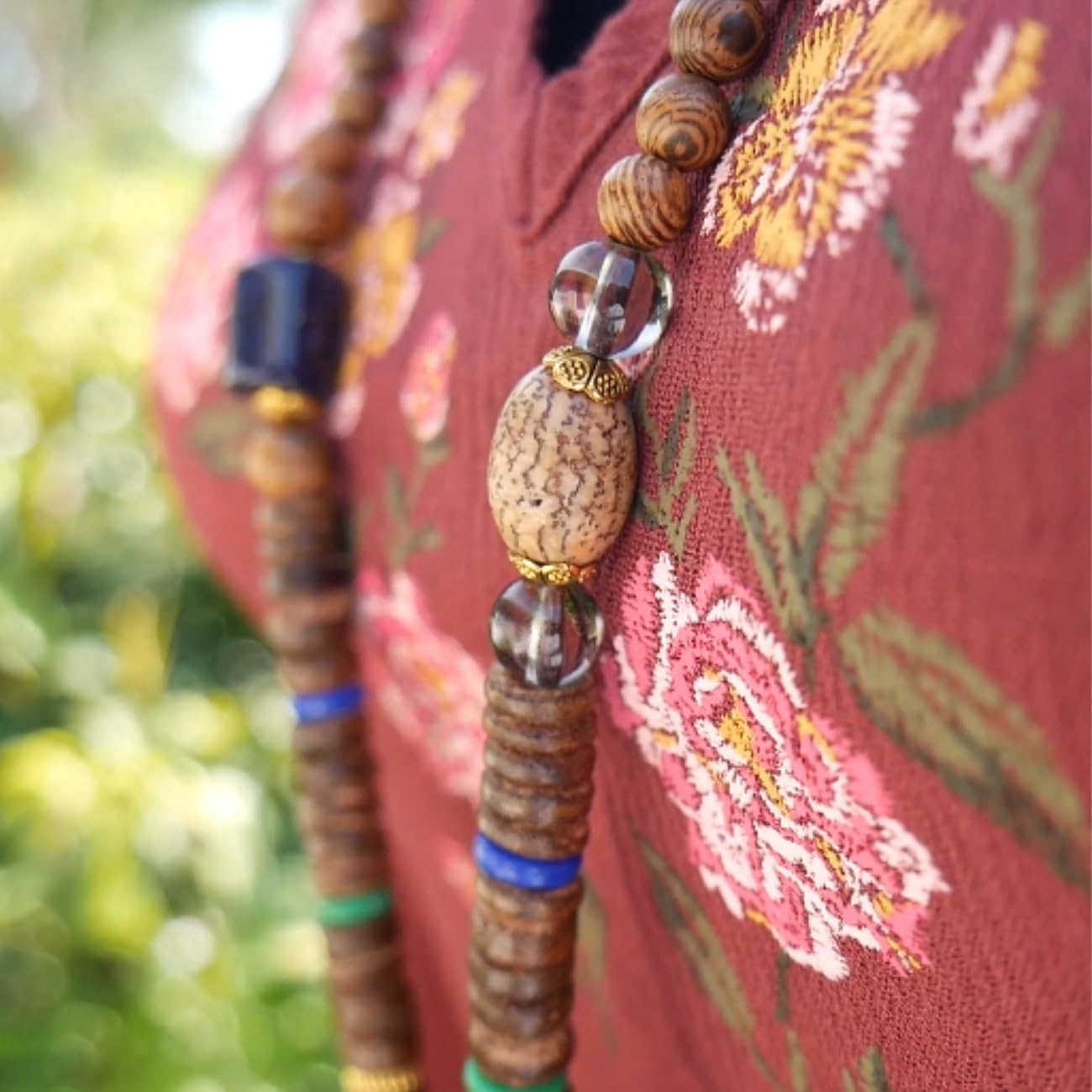 Collar con cuentas bohemias para mujer con colgante largo de madera para mujer, collar de madera de DREMINOVA, Madera, Cuentas,