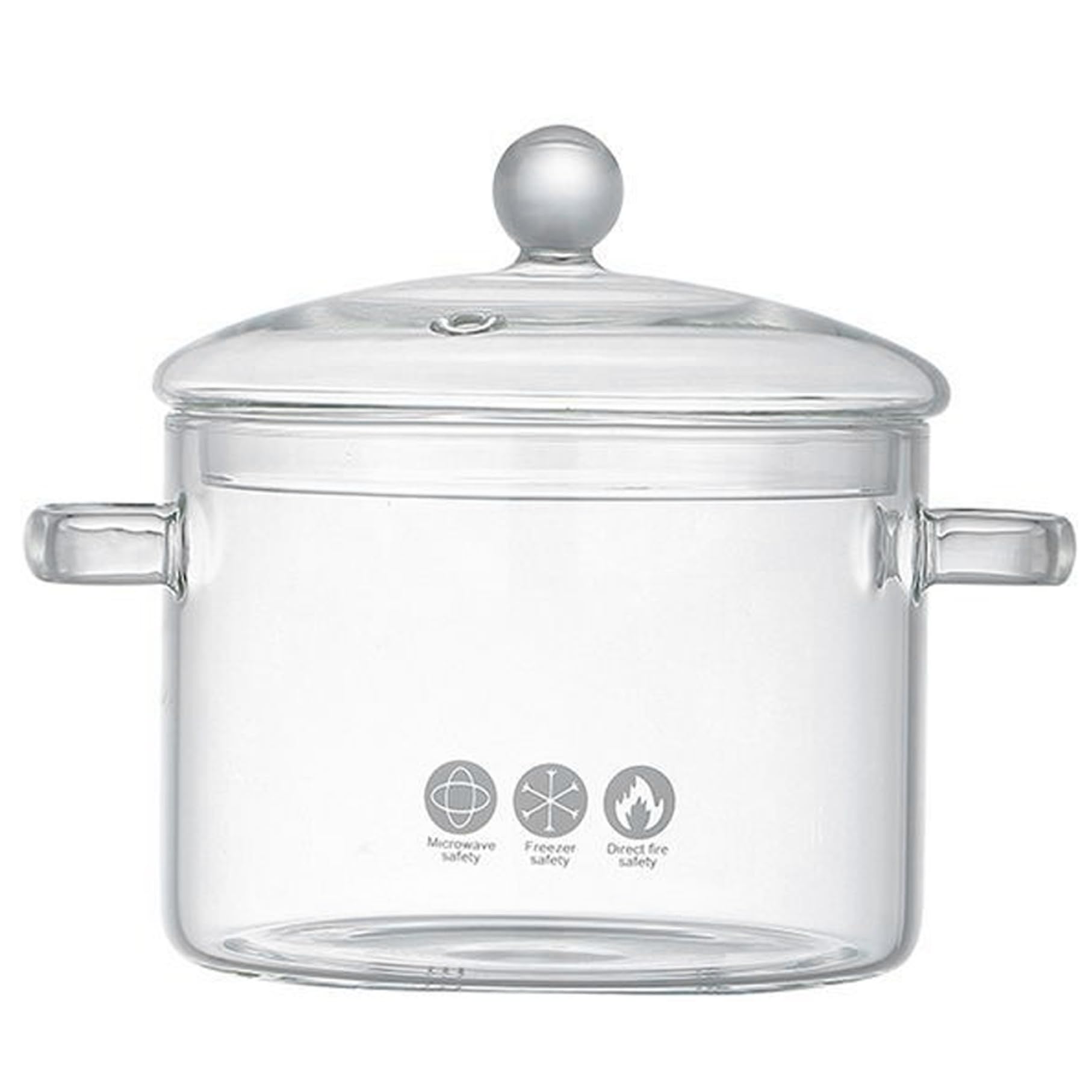 Licsaliwe Glass Simmer Pot, 1.5L/50 Oz High Borosilicate Glass Pot with Lid, Heat-Resistant Stovetop Safe for Pasta Soup Milk Tea, Clear