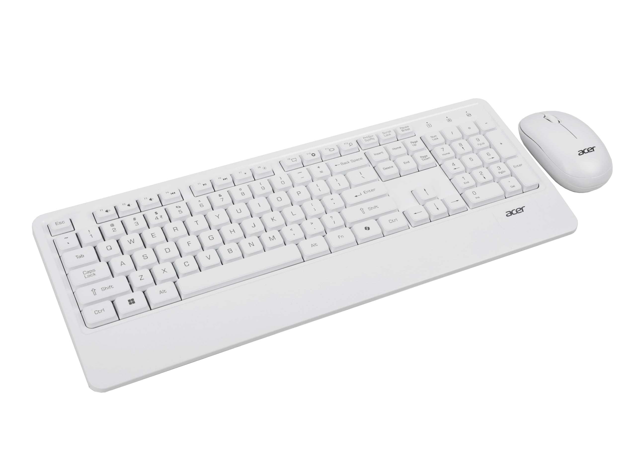 Acer PalmEase Wireless Keyboard & Mouse Combo with Palm Rest | 2.4GHz, 1600 DPI, Co-Pilot Key, Rupee ₹ Symbol | 10m Range, 10M Keystroke Life, Power Saving Mode | Windows & Mac Compatible – White