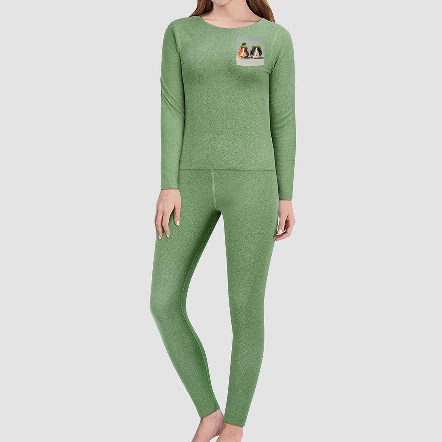 Cute Guinea Thermal Underwear Set for Women Long Johns Women Base Layer Top Bottom for Cold Weather