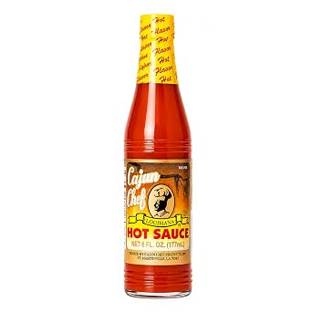 Cajun Chef Louisiana Hot Sauce 6 oz, Cajun Cayenne Pepper Sauce with Mild Heat, Louisiana Style Hot Sauce for Gumbo, Seafood, Soups, Wings, Pizza, BBQ, Fried Foods and Everyday Cooking