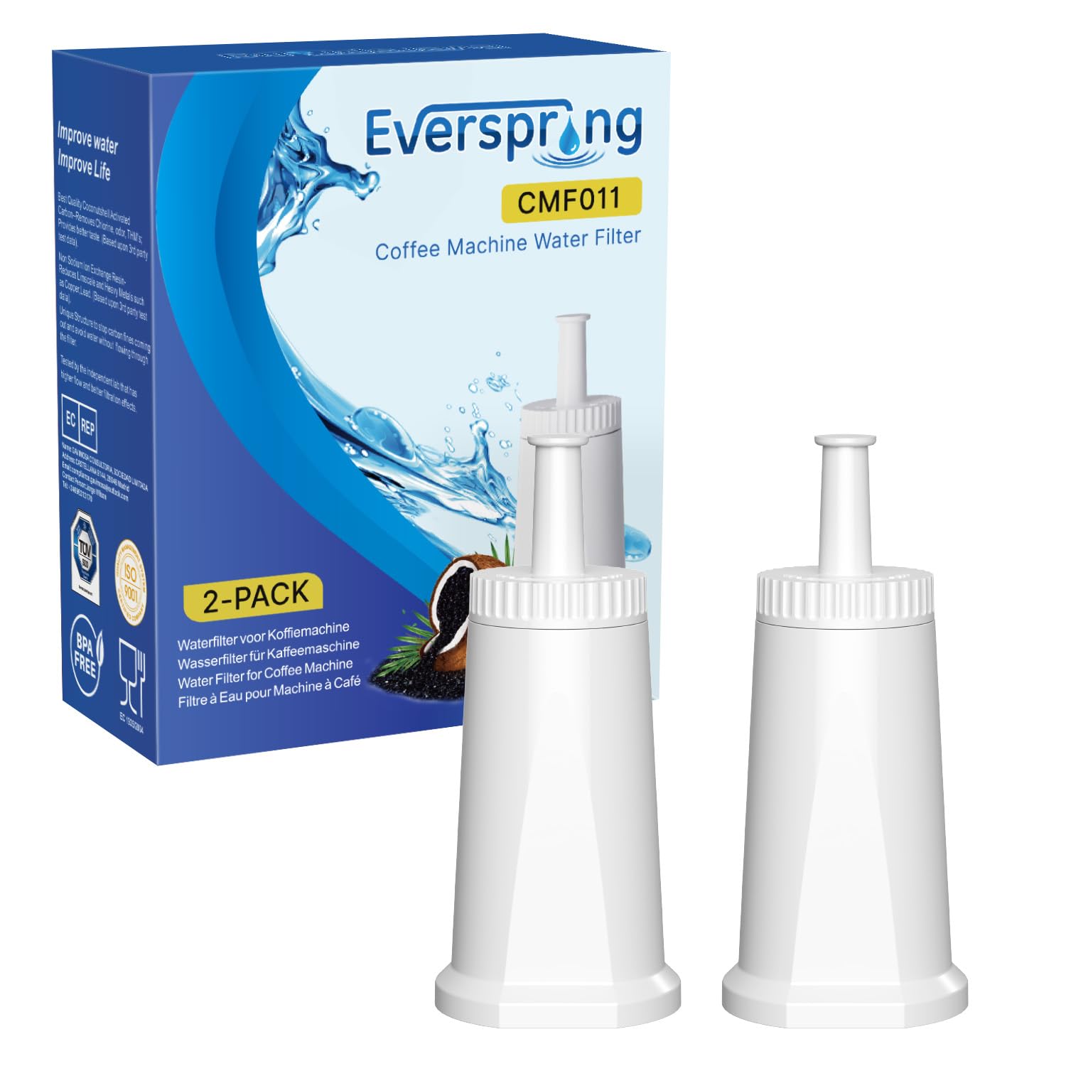 EVERSPRING Wasserfilter Kaffeevollautomat für Sage Barista SES008 SES810 SES880 SES920 SES980 SES990 Kaffeevollautomaten,NSF-zertifizierter,2 stück